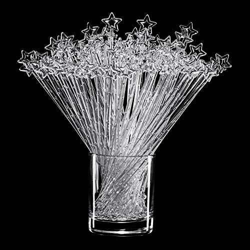Honoson 100 Pcs Clear Star Plastic Drink Stirrers - Cocktail & Coffee Swizzle Sticks
