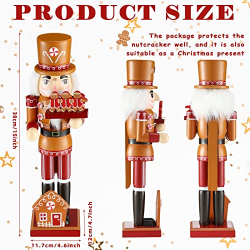 15-Inch Wooden Gingerbread Man Christmas Nutcracker Tabletop Decor