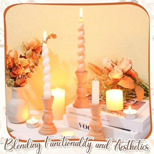 12 Pack Wooden Candle Holders - DIY Christmas Craft Decor, 4 Inch