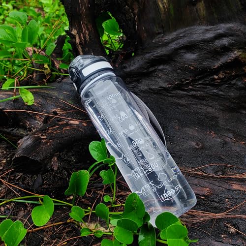 32oz Motivational Sports Water Bottle with Time Marker Leakproof BPA-Free