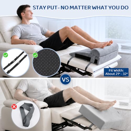 Adjustable Recliner Foot Rest Cushion with Removable Cylinder - Grey