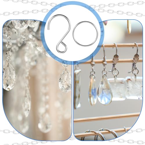 200 Pcs Mini Stainless Steel S-Hooks & Chandelier Connectors