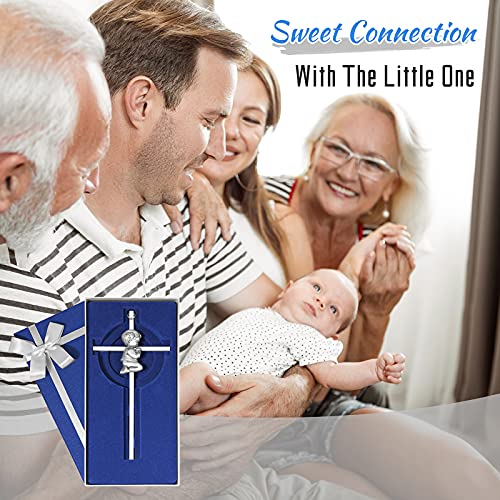 7-Inch Silver Baptism Cross for Boys - Keepsake Christening Wall Decor