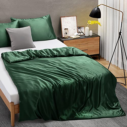 Emerald Green Satin Duvet Cover for 60" x 80" Weighted Blanket