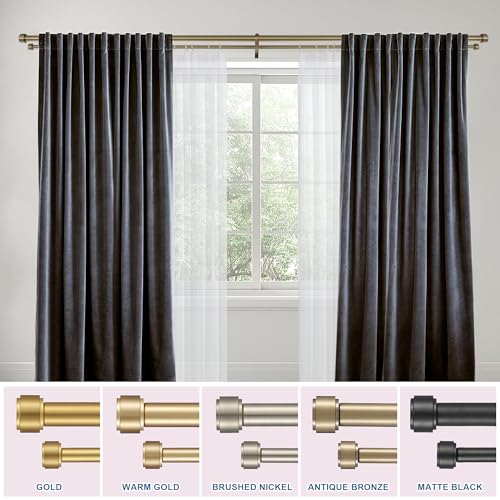Adjustable Double Curtain Rod 72-144 Inch Gold with Bouquet Brackets