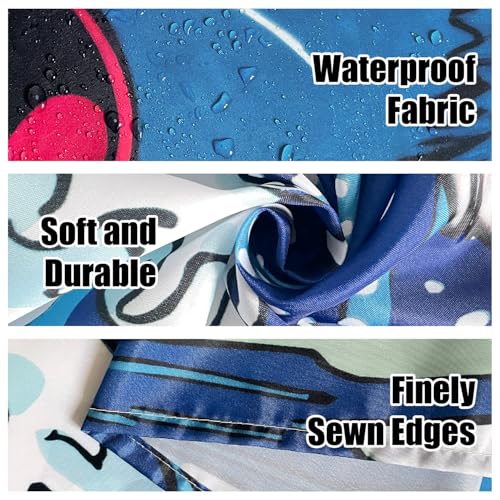 Blue Cat Monster Shower Curtain - Japanese Anime Style, 72 x 72 Inches