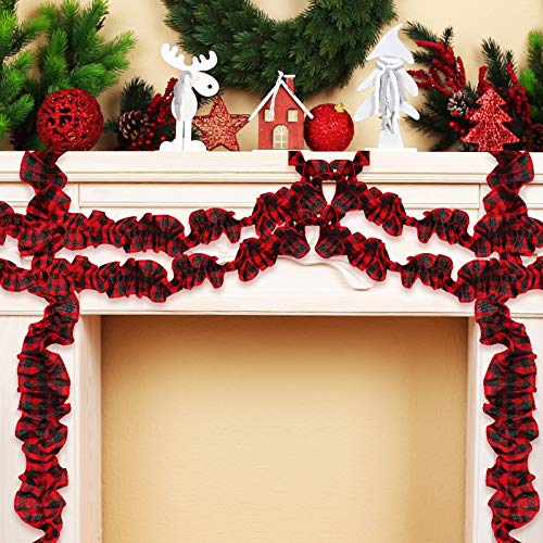 4 Rolls Buffalo Plaid Christmas Garland Ribbon 9ft Rustic Holiday Decor