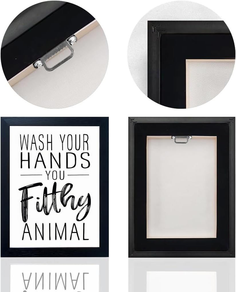 Regine Switzerland Black and White Bathroom Decor - Framed Canvas Art for Kids' Washroom