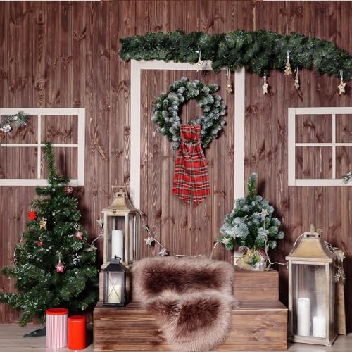 Ftuuo 2 pcs Christmas Wreath Sash Red Buffalo Plaid 5.1 x 54.3 in for Front Door, Burlap & Satin Ribbon Accessories