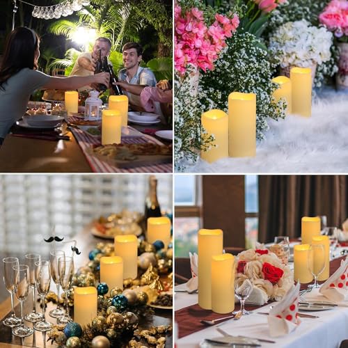 YOROXRG 24 Pack Ivory Waterproof Outdoor Flameless Candles with Remote & Timer Set