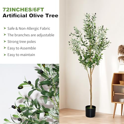 6ft Artificial Olive Tree with Realistic Leaves & Fruits