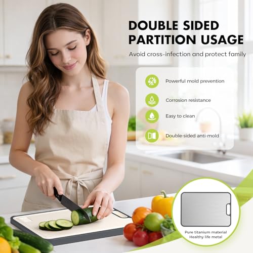 Dual-Sided Titanium & PP Cutting Board with Juice Groove (16" x 11")