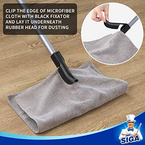 Pet Hair Removal Rubber Broom with Built-In Squeegee & 61" Handle