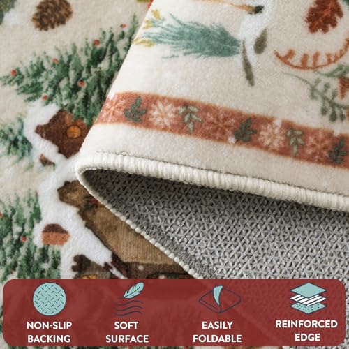 Lahome 5' x 7' Beige Christmas Area Rug – Washable Non-Slip Plush Living Room