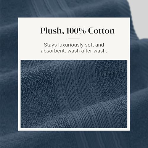 Modern Threads 6-Piece 100% Cotton Bath Towel Set - Navy Floral