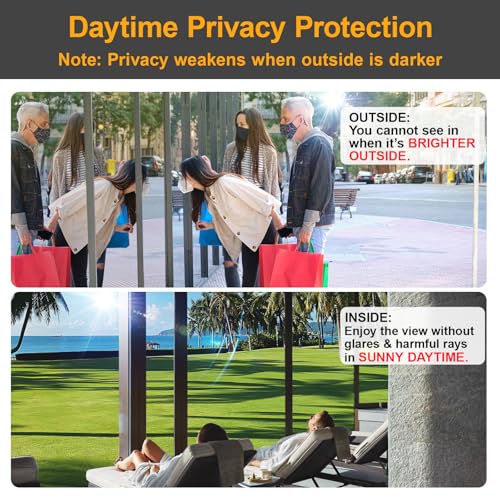 One Way Window Privacy Film - Heat & UV Blocking, 17.5" x 78.7"