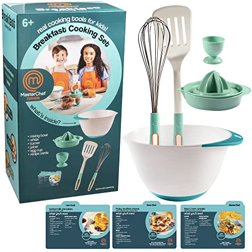Kids Breakfast Cooking Set - 6-Piece Real Kitchen Tool Kit with Recipes