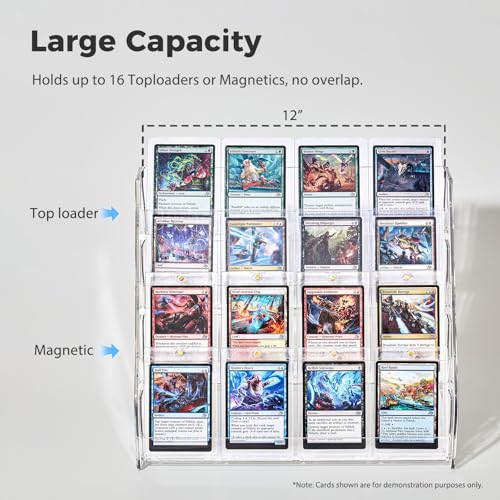 4-Tier Acrylic Trading Card Display Stand - Holds 16 Sports Cards