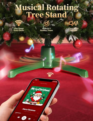 HOPOCO 9ft Musical Rotating Christmas Tree Stand with Remote