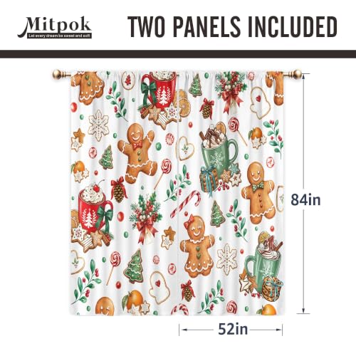 Mitpok Gingerbread Christmas Curtains 52W x 84L, Pack of 2