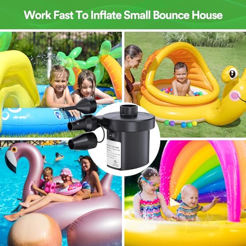 Electric Air Pump for Inflatables - Quick Inflator/Deflator with 3 Nozzles