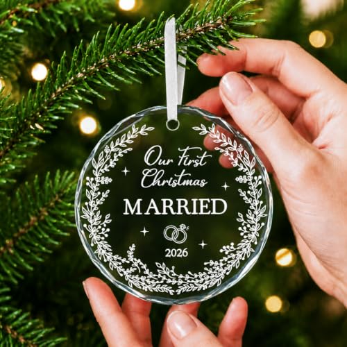 WITTSPOT Our First Christmas Married 2026 Ornament – Just Married Mr & Mrs Glass Keepsake