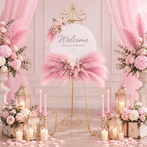 Daifunli Pink Pampas Grass 100 Pcs - 21.7" Boho Christmas Tree Picks