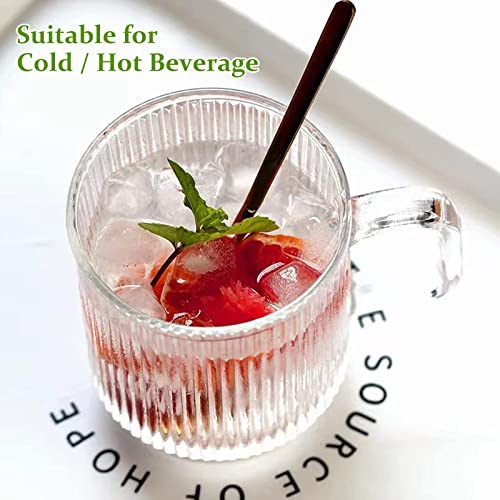Qipecedm 12oz Glass Coffee Mug Set with Handle - Clear Drinkware for Hot & Cold Beverages