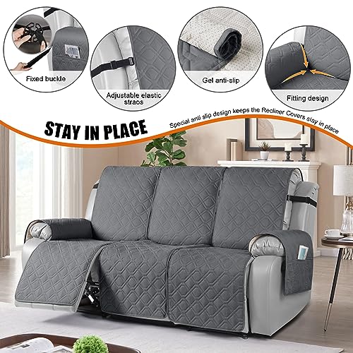 Waterproof Recliner Couch Cover for 3-Seater Sofa - Dark Gray