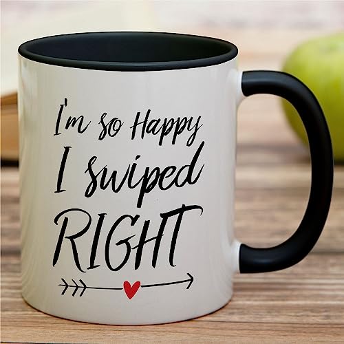 Retreez Funny I'm So Happy I Swiped Right 11 Oz Ceramic Coffee Mugs