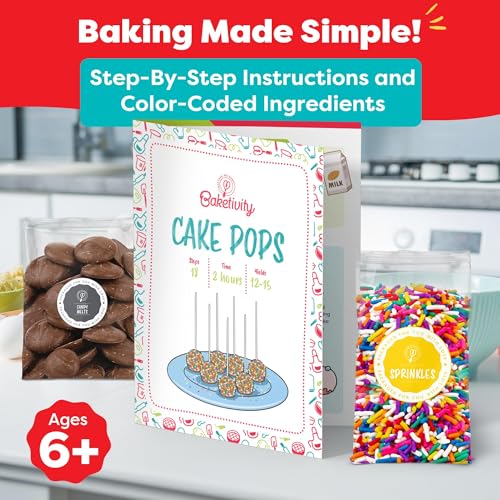 Baketivity Kids DIY Cake Pop Baking Kit with Pre-Measured Ingredients