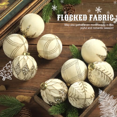 12-Pack Velvet Christmas Ball Ornaments - 80mm/3.15 in Flocked