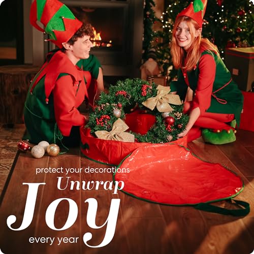 Christmas Wreath Storage Bag 2-Pack Durable Tarp Material 30-Inch