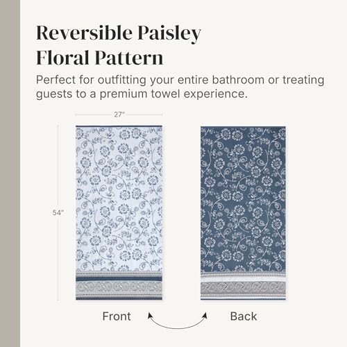 Modern Threads 6-Piece 100% Cotton Bath Towel Set - Navy Floral