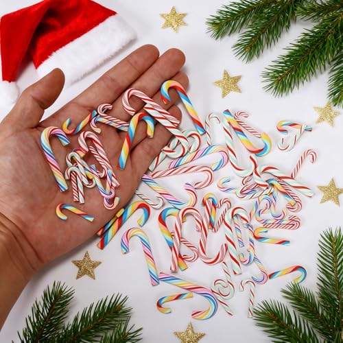 GlyinnHe 60 Mini Candy Canes for Christmas Crafts DIY Decor Ornaments