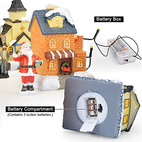 Christmas Village Set with LED Lights & Figurines Indoor Holiday Decor