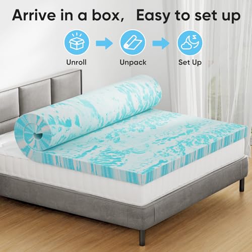 OLIXIS 2 Inch Twin XL Cooling Gel Memory Foam Mattress Topper