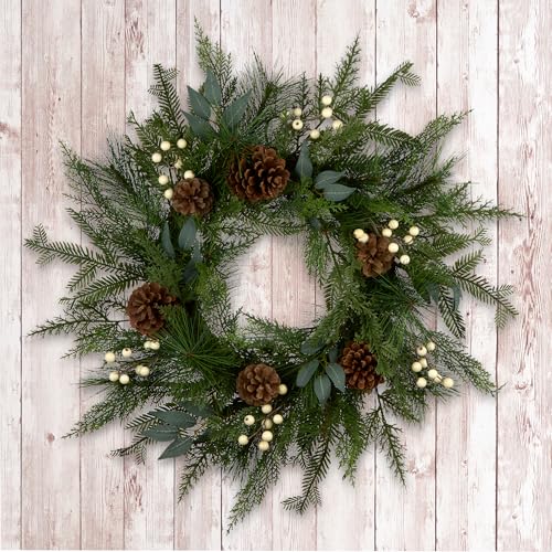 National Tree Company 24-Inch Artificial Christmas Wreath with Berries & Pinecones