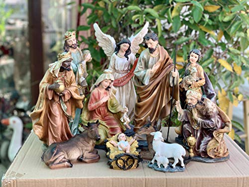 12-Inch Nativity Scene Set of 11 Figures for Christmas Decoration