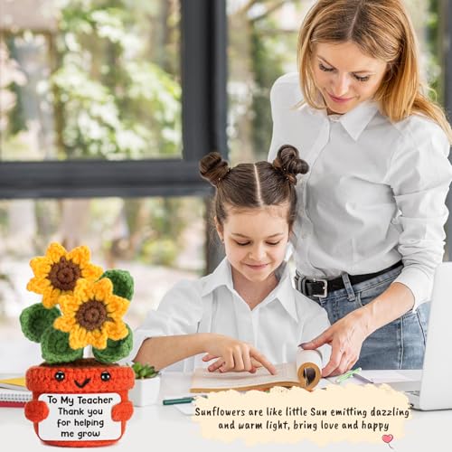 Teacher Appreciation Gifts - Handmade Sunflower & Gratitude Card for Teacher - Back to School Christmas Thank You Gift - LuoHere