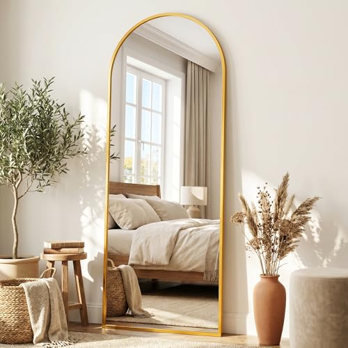 58" x 19" Arched Full Length Floor Mirror, Shatterproof Standing Body Mirror