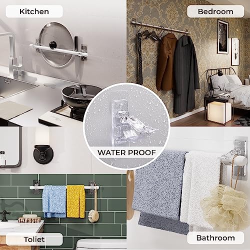 No-Drill Self-Adhesive Curtain Rod Holders, Clear Stick-On Brackets (6-Pack)