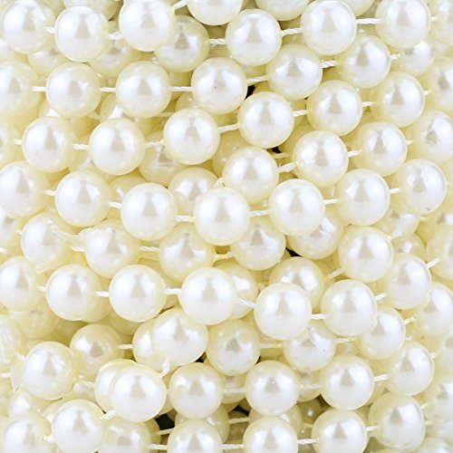 Light Beige 6mm Faux Pearl Beads Garland, 82FT Cuttable Pearl String for Wedding & DIY Crafts