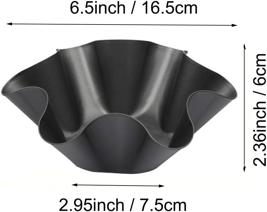 Skiennix Tortilla Pan Set - 6-Pack Carbon Steel Non-Stick Taco Shell Makers | Black Baking Pans with Silicone Potholder & Basting Brush