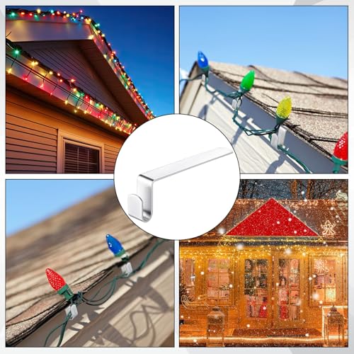 150 Pcs Christmas Gutter Hooks for Shingles & Soffit - Metal Light Clips