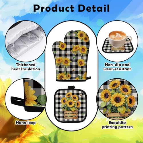 8-Piece Sunflower Kitchen Decor Set: Oven Mitts, Pot Holders & Hand Towels
