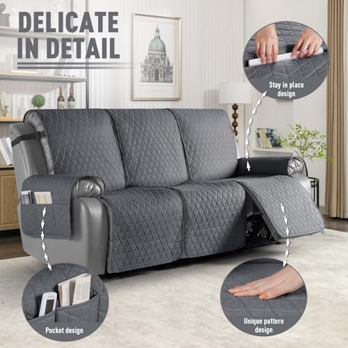 Waterproof Recliner Couch Cover for 3 Seater - Dark Gray