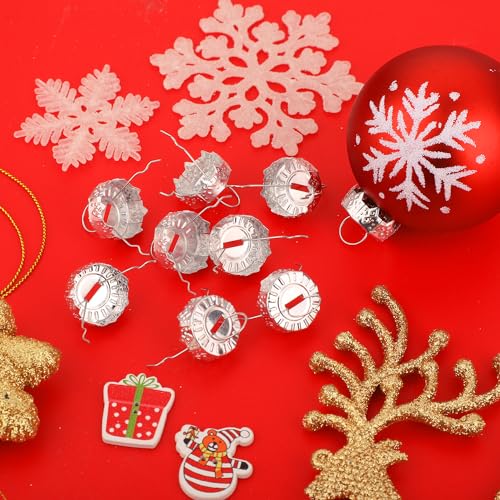 100pcs Christmas Ornament Caps 0.87in Silver Metal Tree Decorations