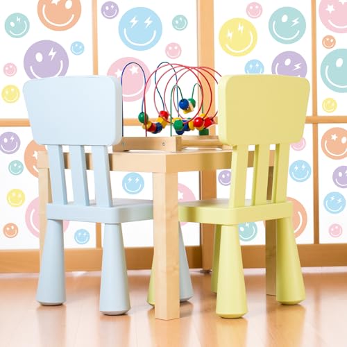 9 Sheet Double-Sided Smile Face Window Clings - Pastel Decor