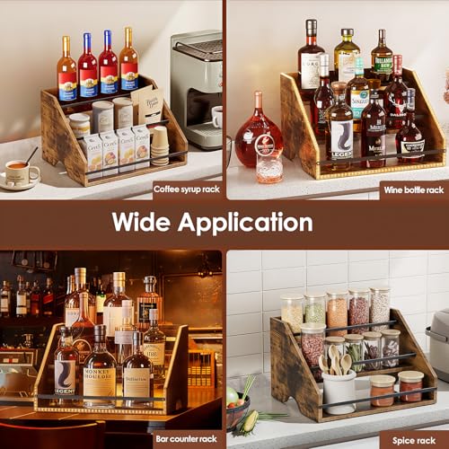 Nuovoware 3-Tier Coffee Syrup Organizer Rack with LED Light, Holds 15 Bottles